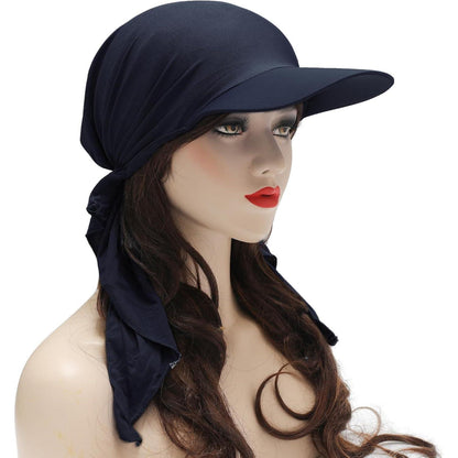 Damen Chemo Kopfbedeckung mit Krempe – Navy Blau