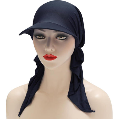 Damen Chemo Kopfbedeckung mit Krempe – Navy Blau