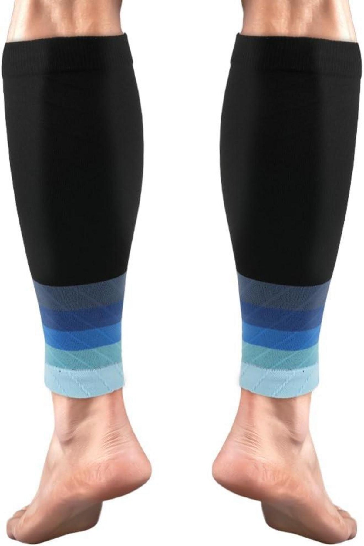 Sport Kompressionsstrümpfe 2er Set Wadenbandage Blau Verlauf
