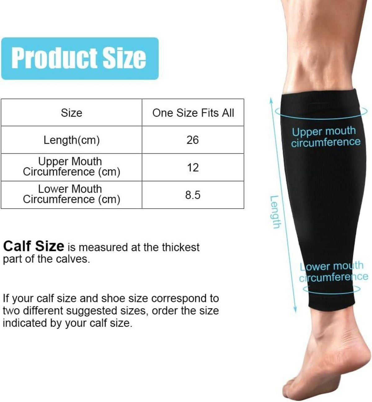Kompressionsstrümpfe Sport Laufen Schwarz 15-21mmHg