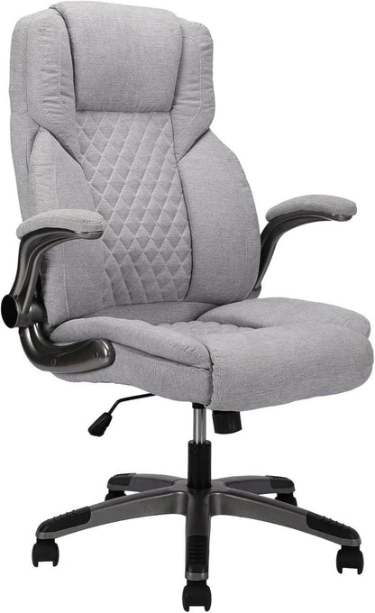 Ergonomischer Bürostuhl Grau 180kg Lendenwirbelstütze Klapparmlehnen