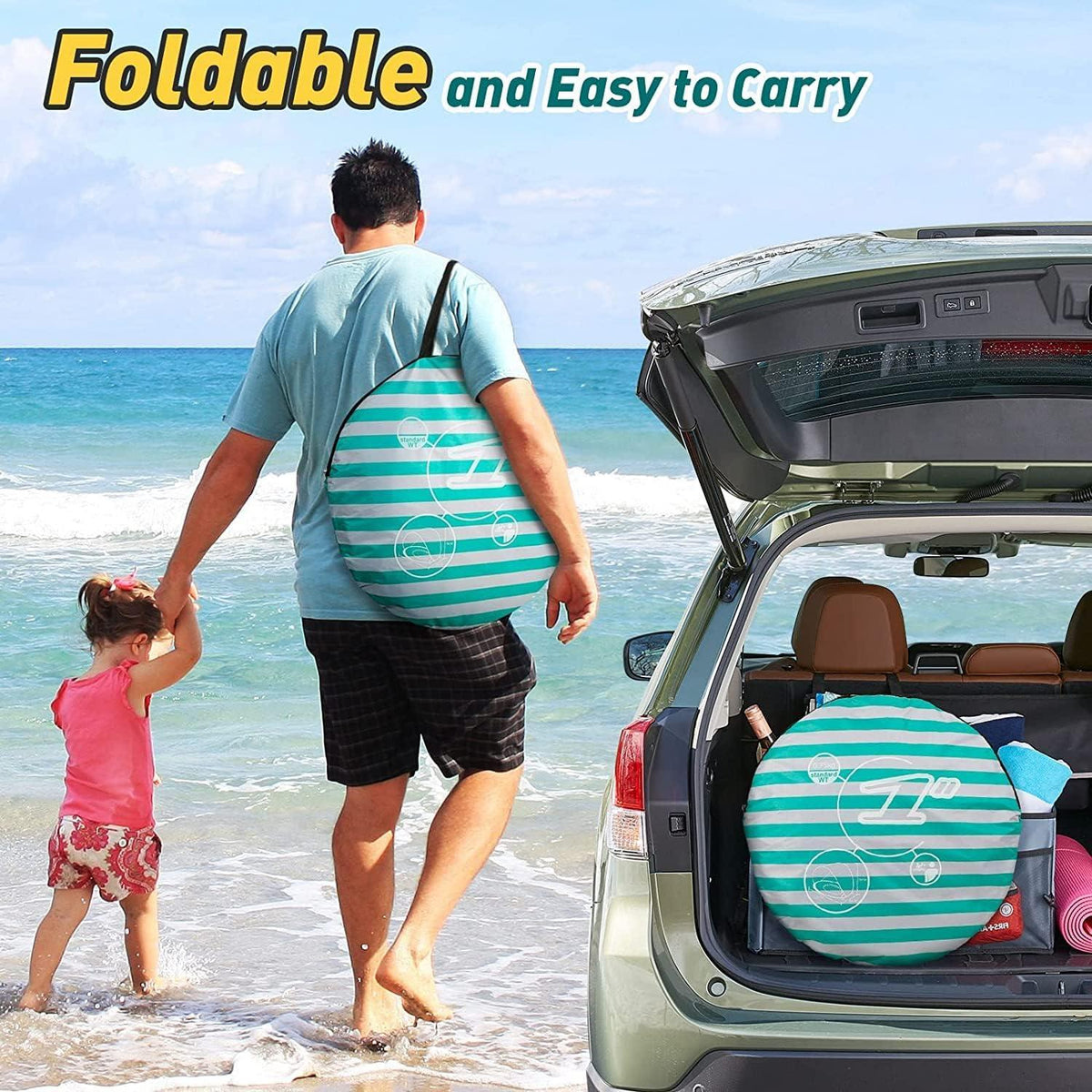 Baby Strandmuschel Pop Up Zelt mit Mini Pool UV-Schutz Grün