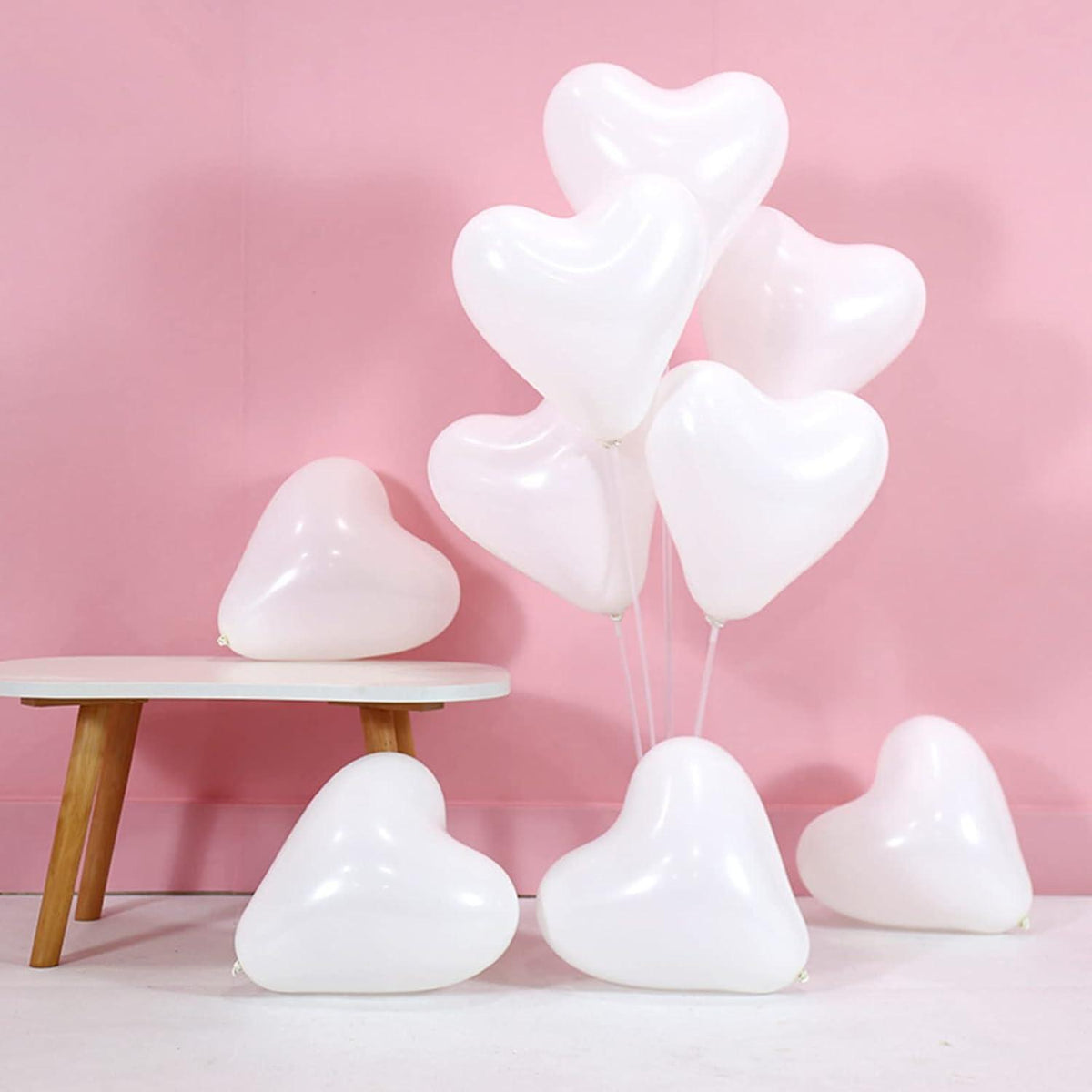 60 XL Herzluftballons Weiß Helium Latex, Hochzeit Valentinstag JGA