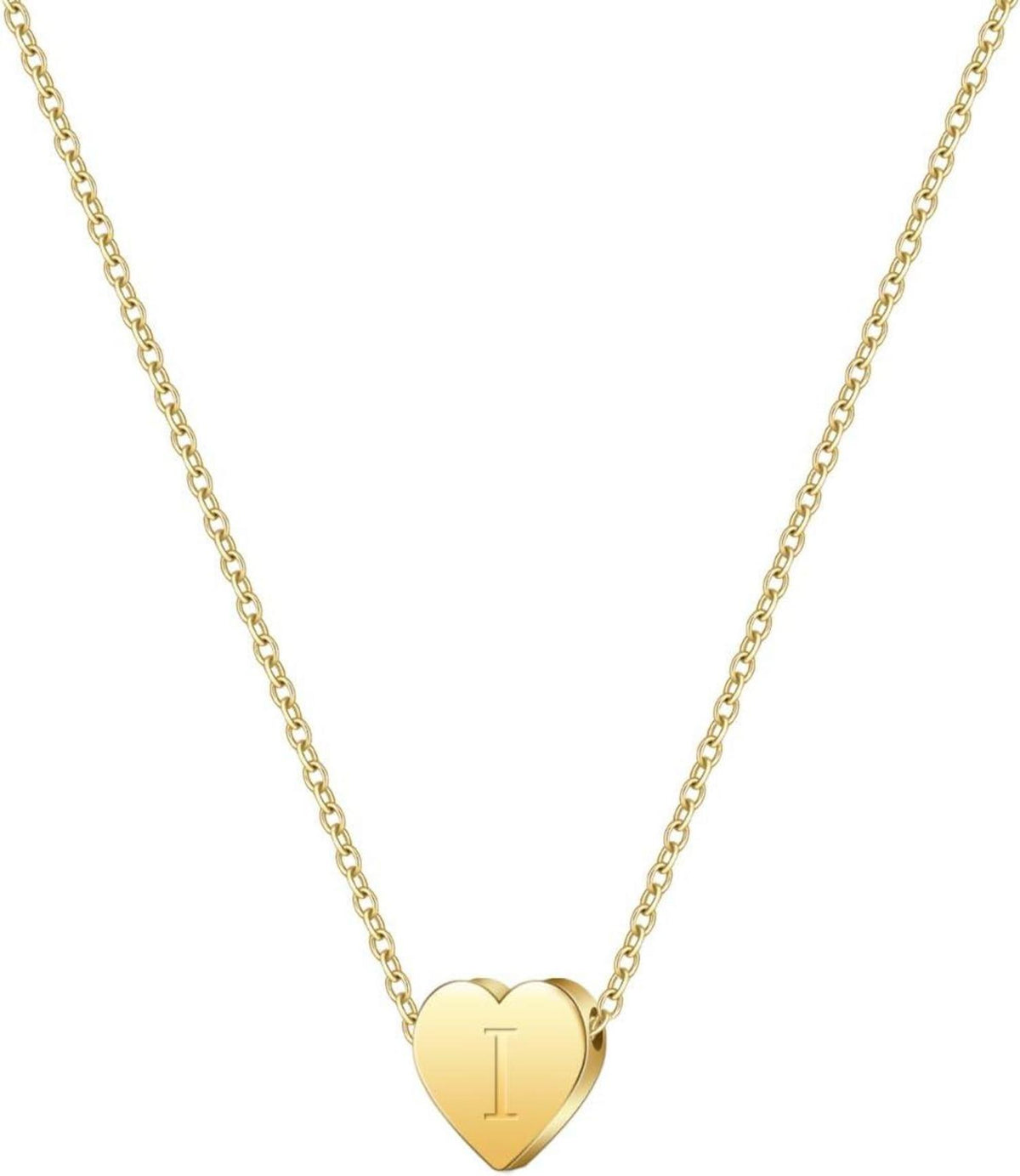 Symretie Gold Initial Herz Anhänger Kette 14K Vergoldet Halskette