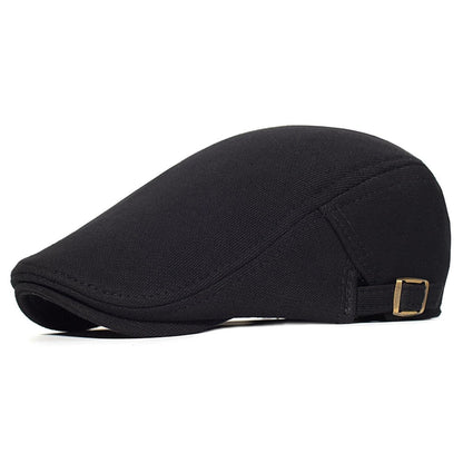 Schiebermütze Herren Baumwolle Flatcap Schwarz