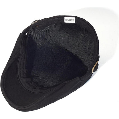 Schiebermütze Herren Baumwolle Flatcap Schwarz