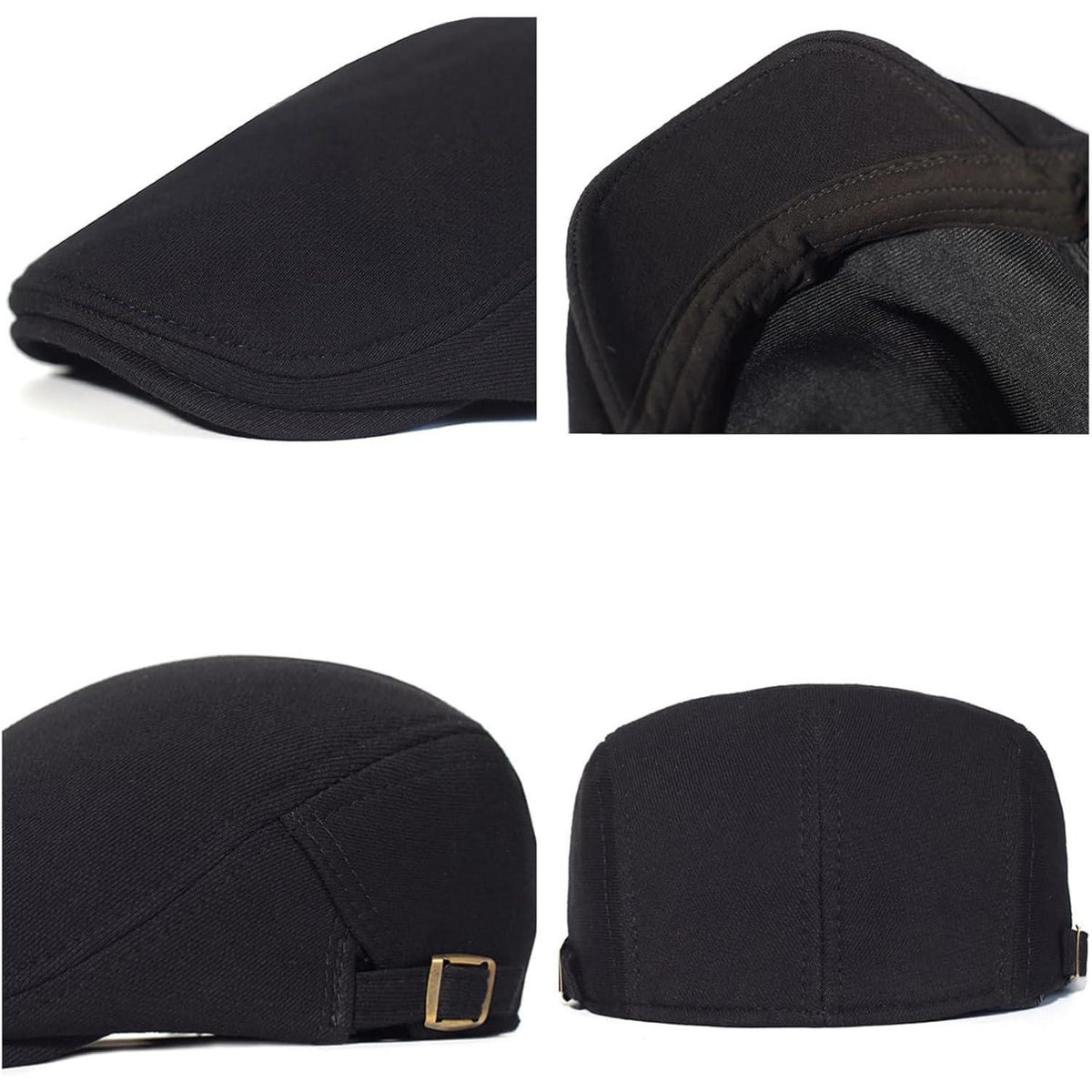 Schiebermütze Herren Baumwolle Flatcap Schwarz