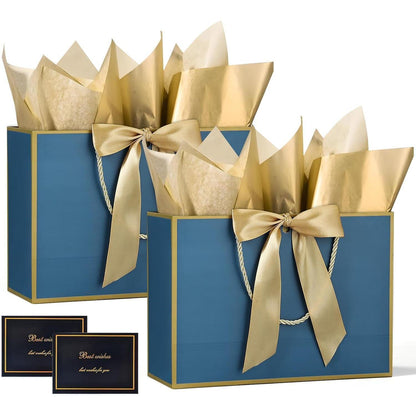 Geschenktüten mit Henkel, Navy Blau, Mittelgroß