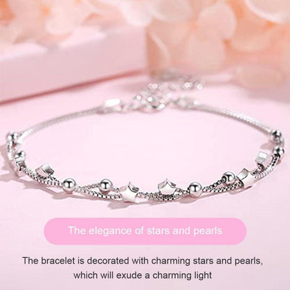 Silbernes Armband mit Stern und Perle 925 Silber Geschenk