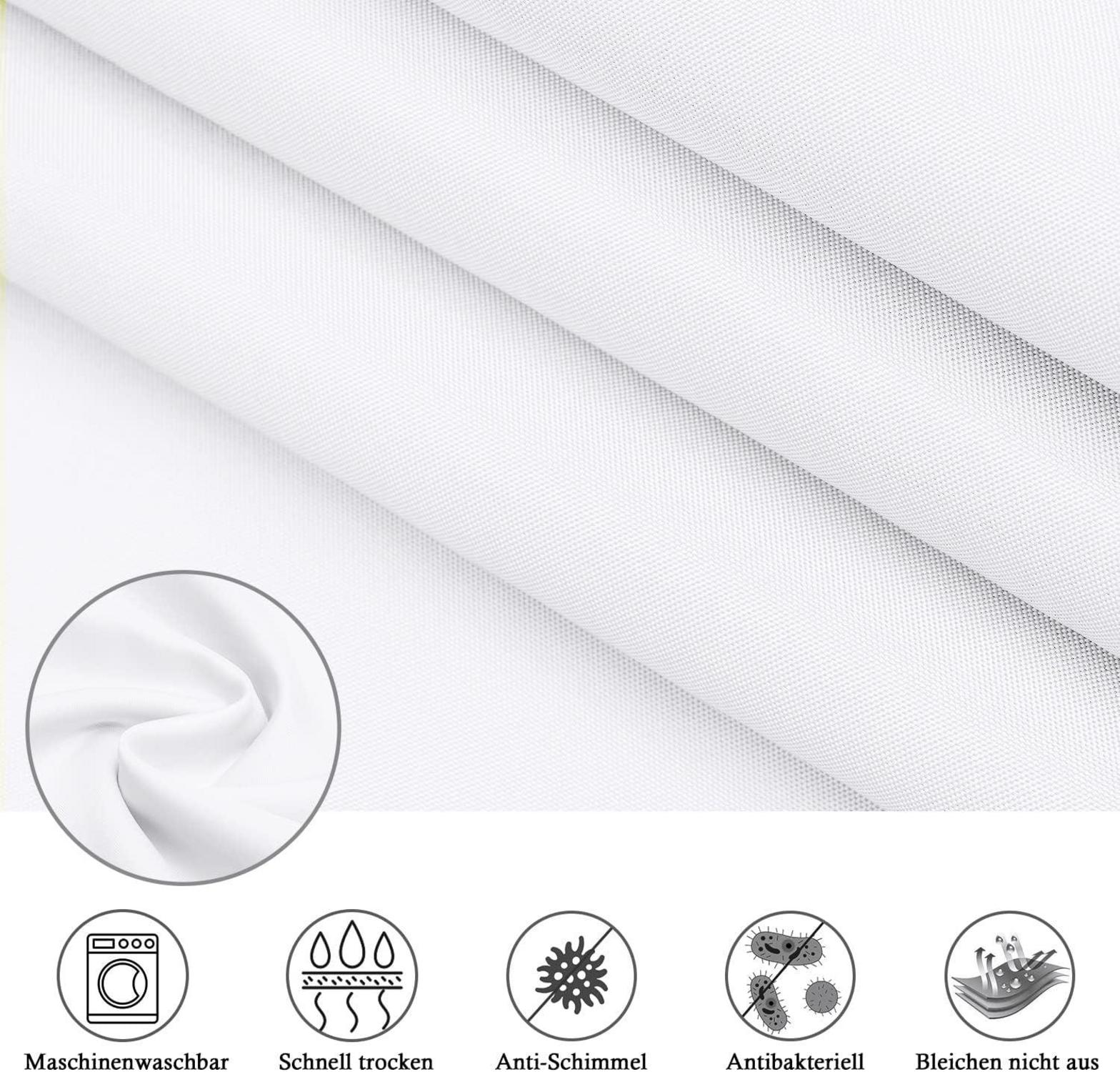 Duschvorhang 150x180 Weiß Textil Polyester Badvorhang 10 Ringe