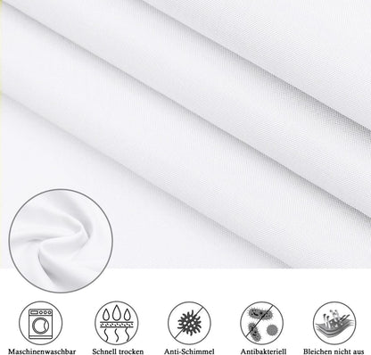 Duschvorhang 150x180 Weiß Textil Polyester Badvorhang 10 Ringe