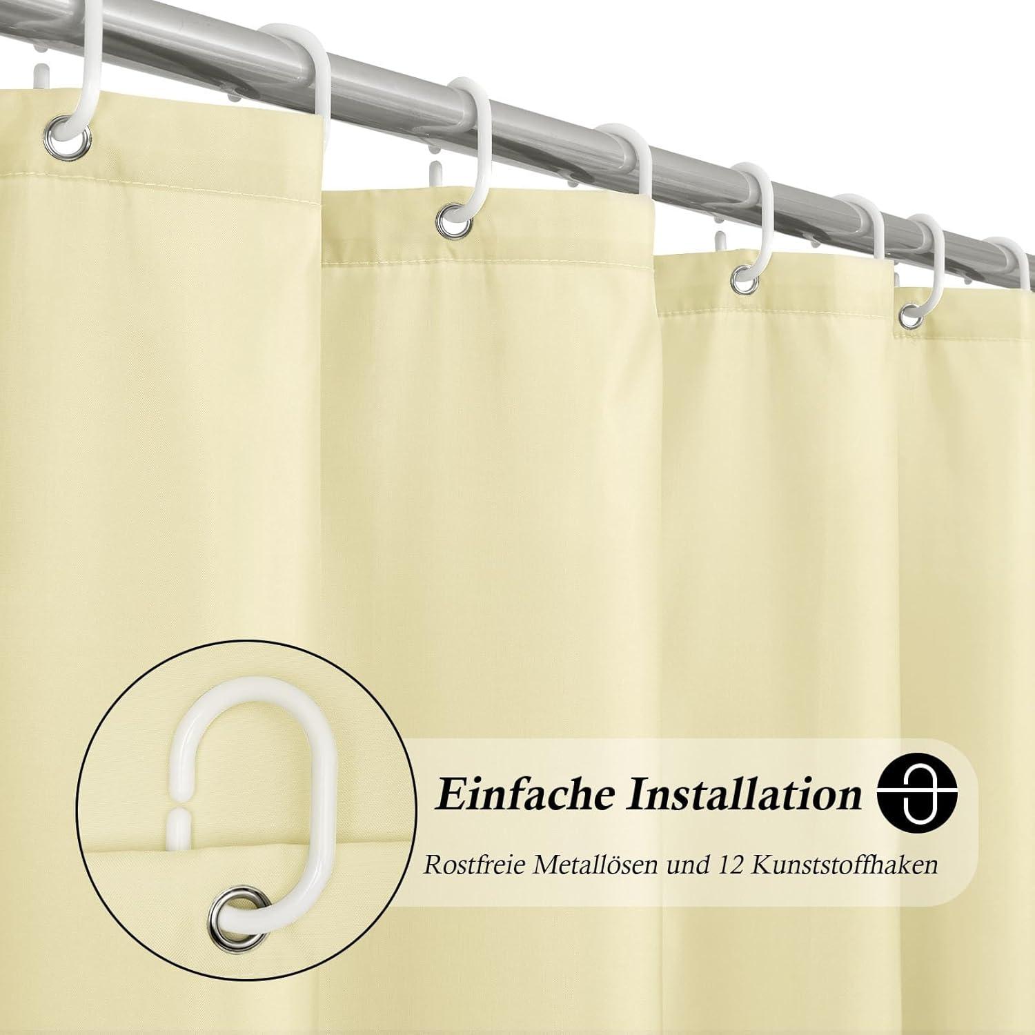 Duschvorhang Beige 180x200 cm Textil Wasserabweisend Click