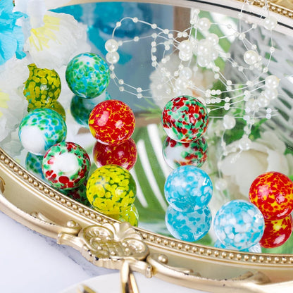 10 handgefertigte bunte Glasmurmeln 2,5cm Marmorbahn DIY Home Deko