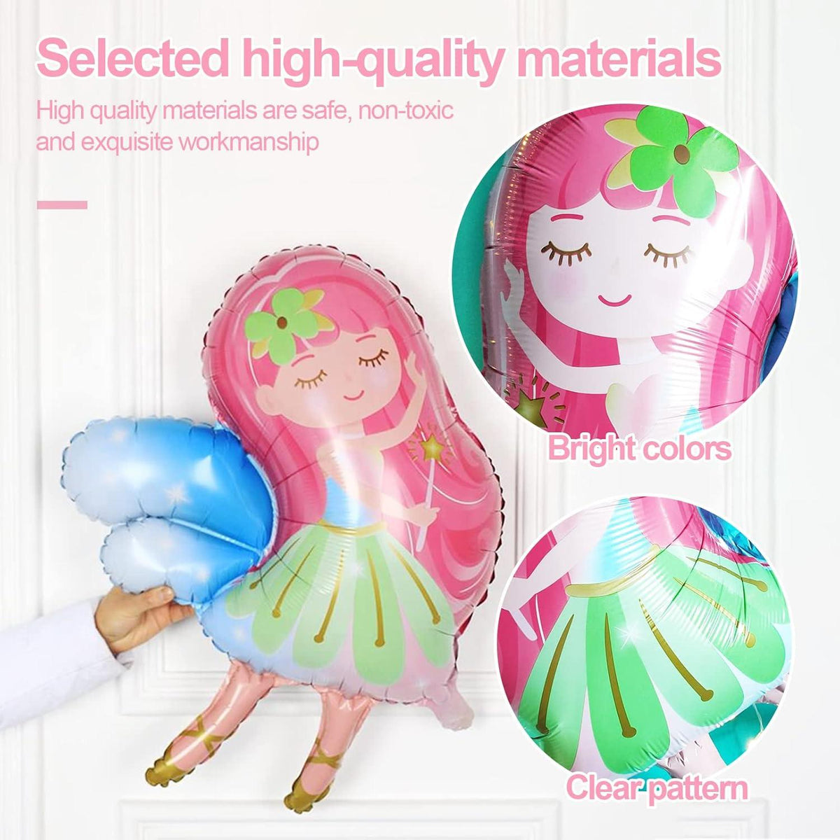 6 Stück Fee Folienballon Happy Birthday Dekoration Mädchen Baby Shower
