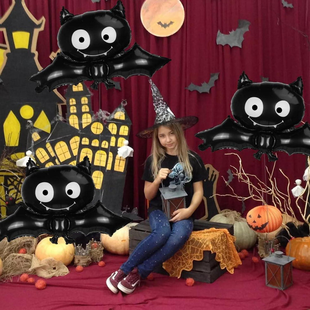 6er Set Große Halloween Fledermaus Folienballons Gruselige Party Deko 66x88cm