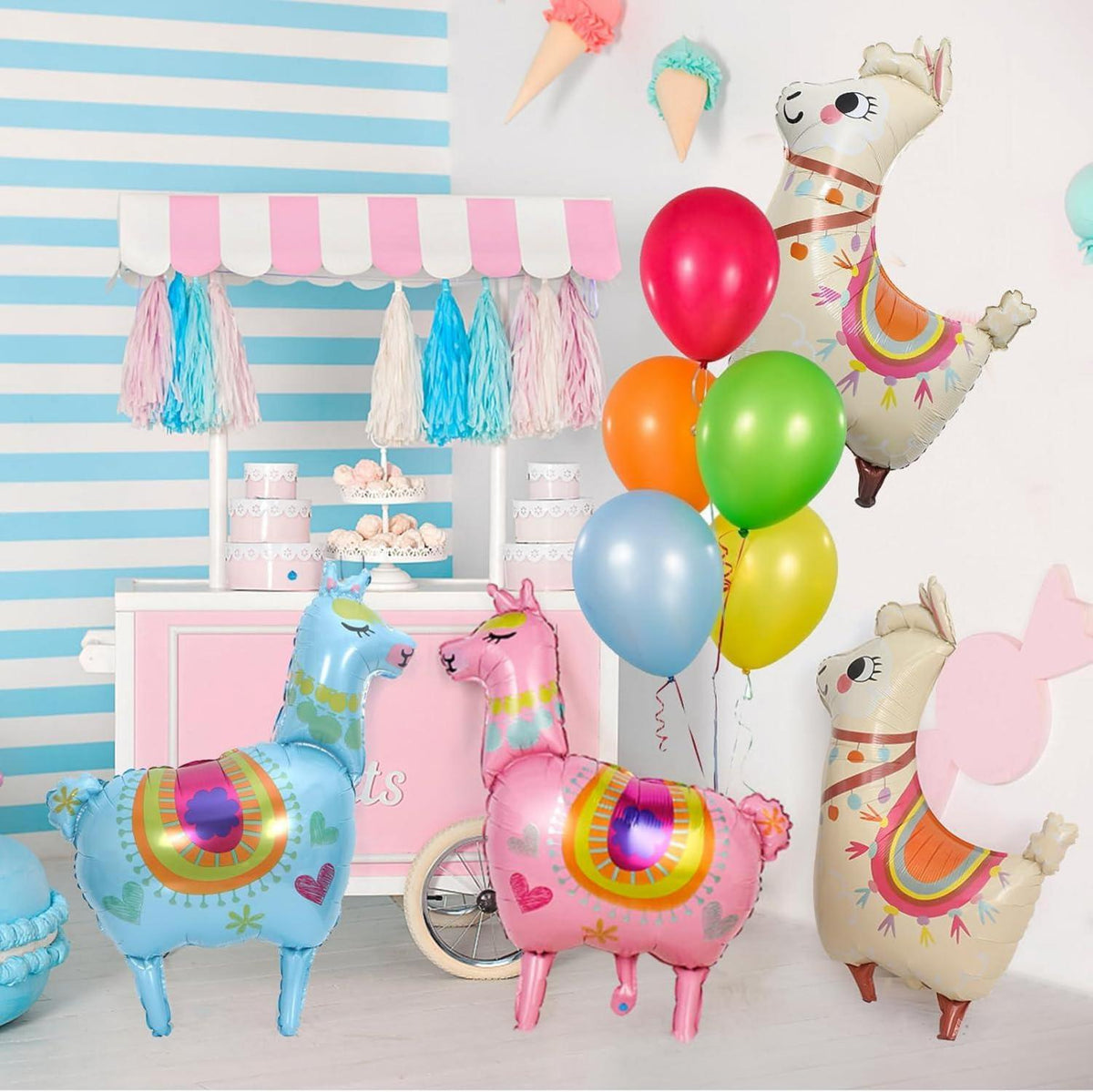4er Packung Alpaka Folienballons für Kinderparty und Dekoration
