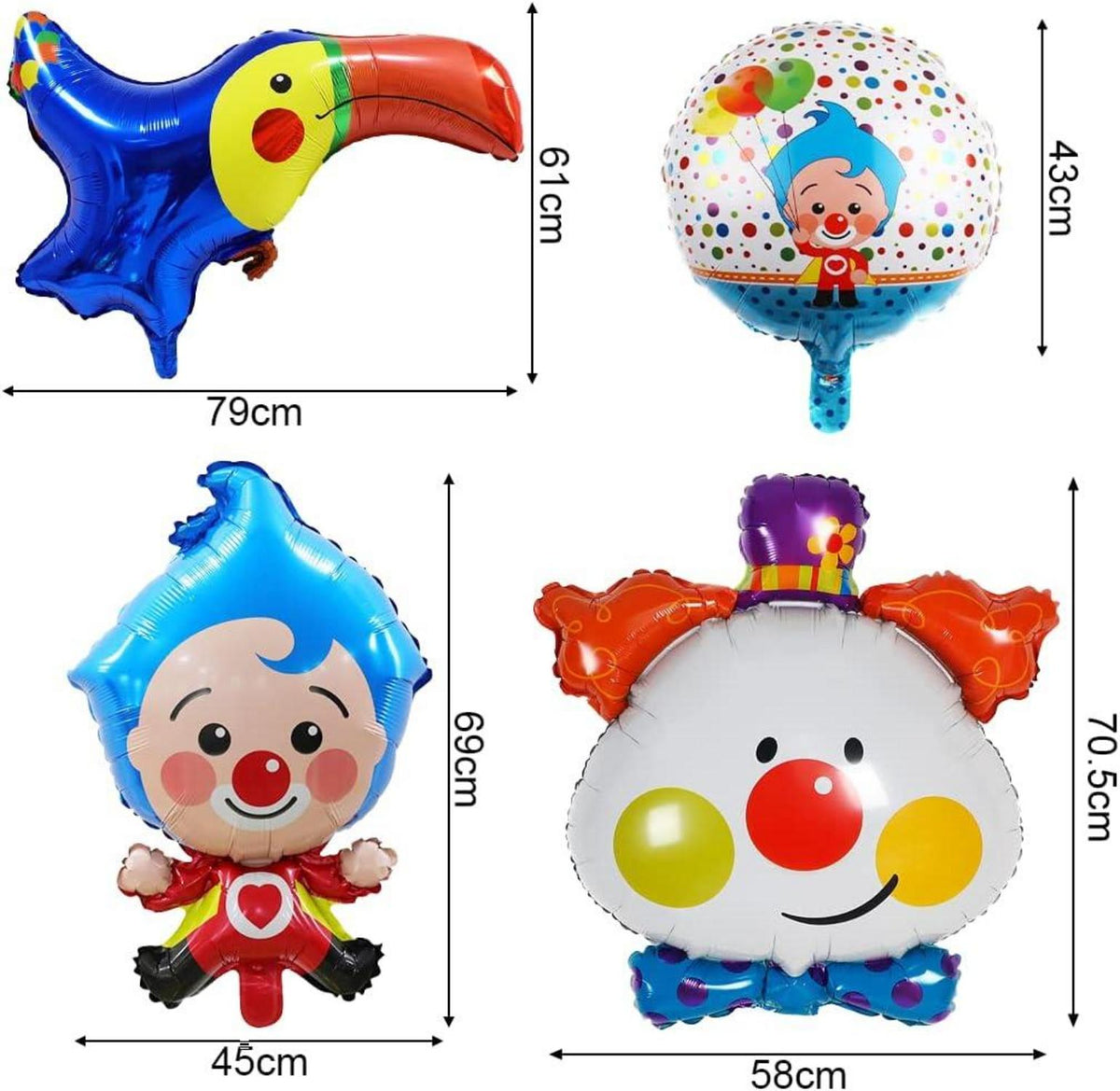 Zirkus Tiere Luftballons Set, Clown Zebra Löwe Folienballon