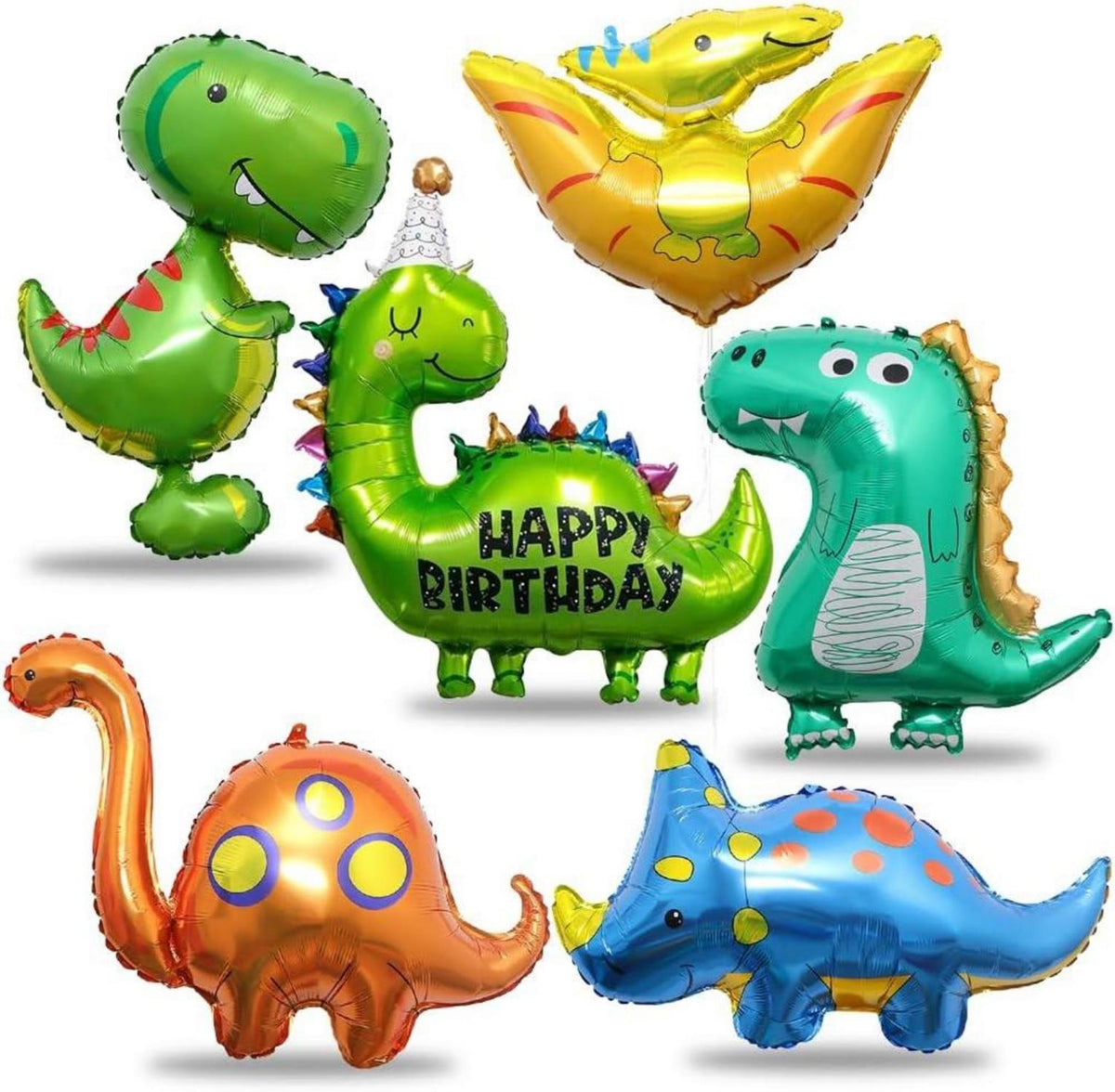 6er Dinosaurier Folienballon Set für Jurassic Dino Party