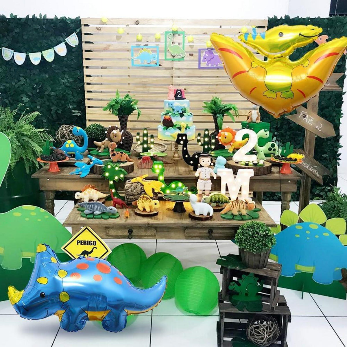 6er Set Dinosaurier Folienballon Dino Helium Ballon Triceratops