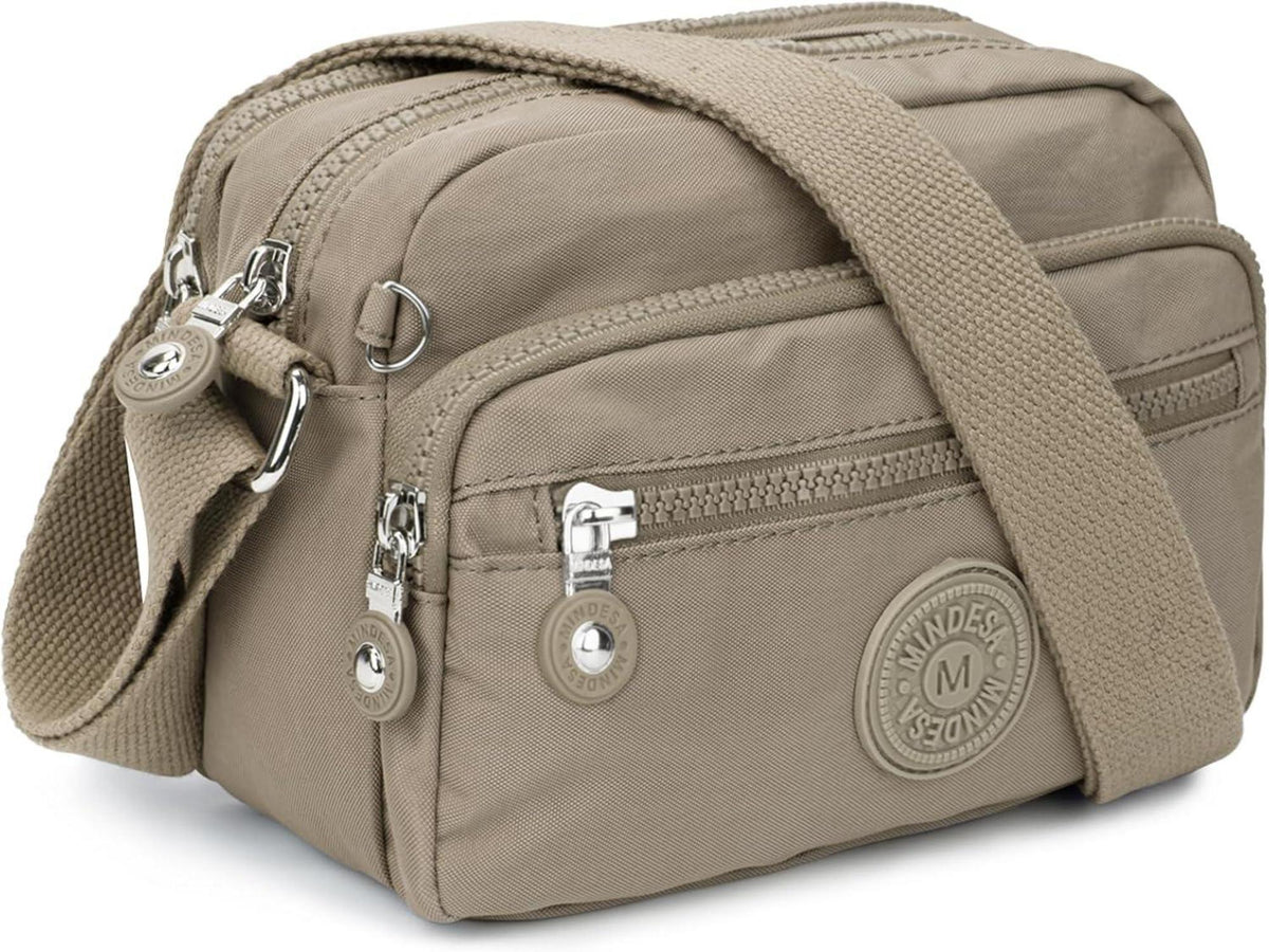 Schultertasche Damen Leichte Wasserdichte Umhängetasche Nylon Khaki