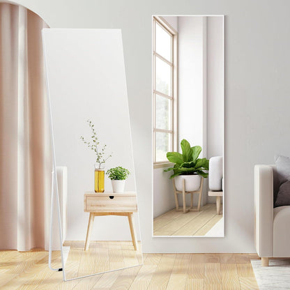 Standspiegel Weiß 165x51 cm – Gehärtetes Glas, PVC-Rahmen