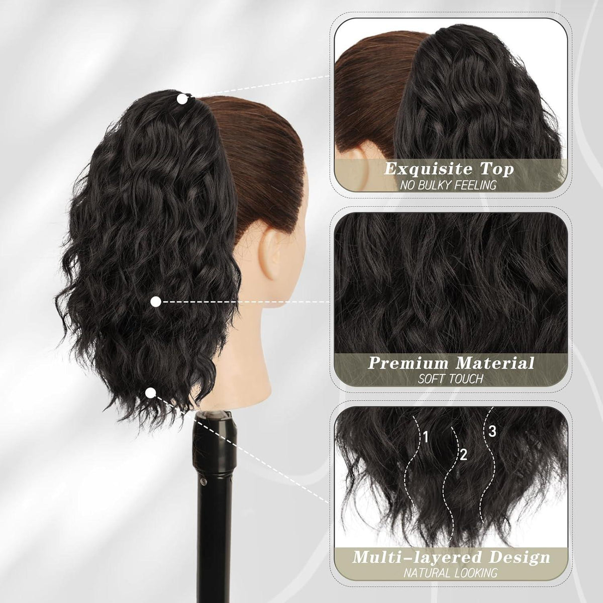 Kurze Wellige Pferdeschwanz Verlängerung 30CM Clip Haarverlängerung