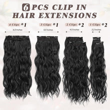 Schwarz Clip in Haarverlängerung 50CM Lang Wellig Haar