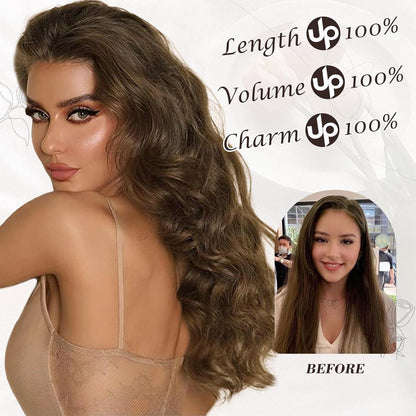 Braune Wellige Haarverlängerung 50CM Lang Clip-In 6PCs