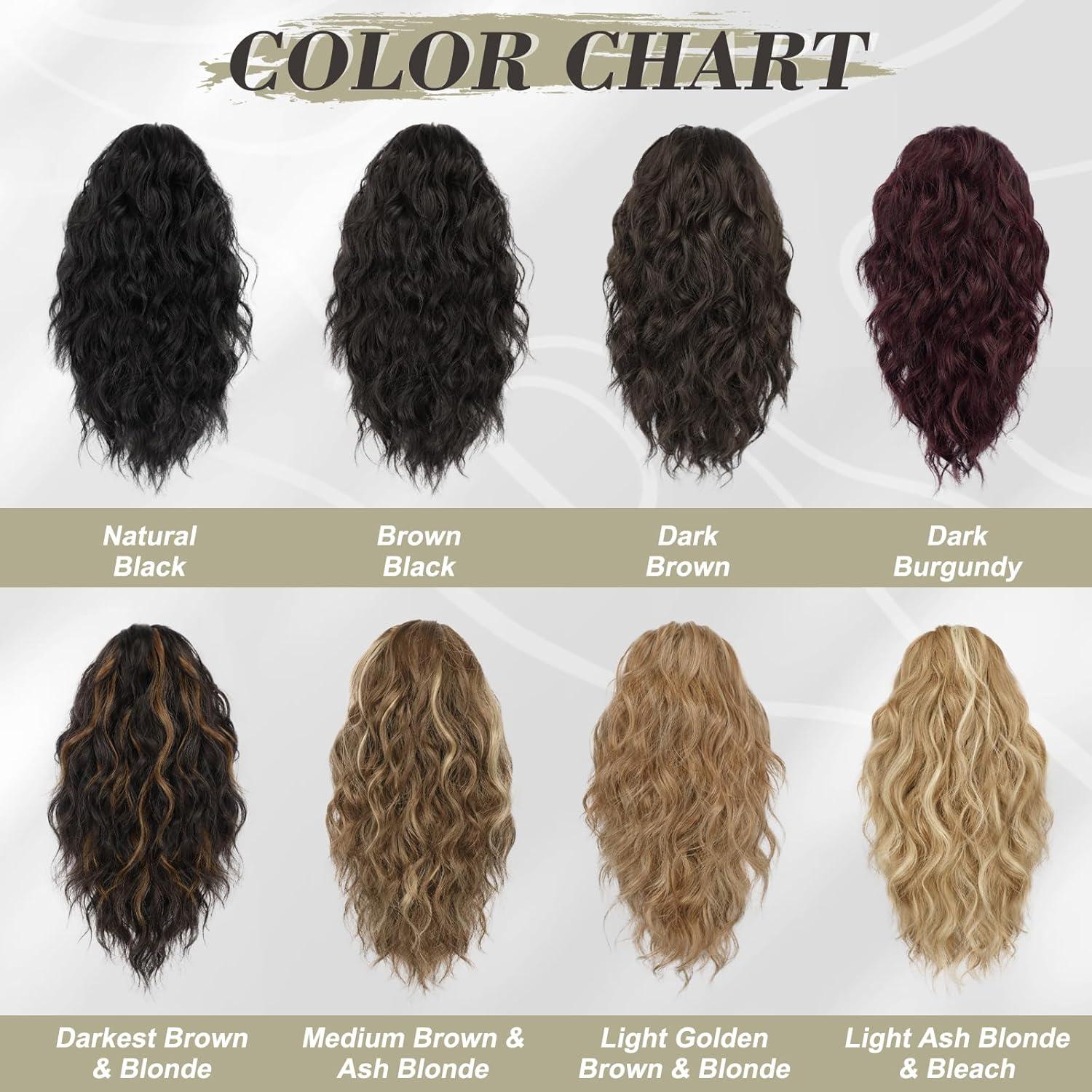 Wellige Pferdeschwanz Haarverlängerung Clip Damen 30CM Braun Blond