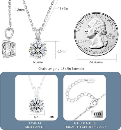 Moissanit Diamant Kette 925 Silber Anhänger 1/2/3 Karat VVS1 D 45+5cm