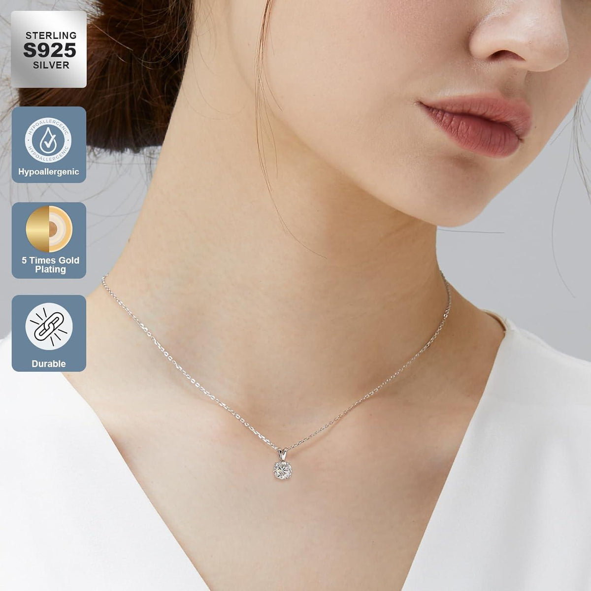Moissanit Diamant Kette 925 Silber Anhänger 1/2/3 Karat VVS1 D 45+5cm