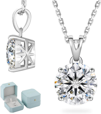 Moissanit Kette Silber 925 mit Anhänger 1 Karat VVS1 D Farbe 45+5cm