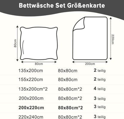 Bettwäsche Mikrofaser Anthrazit 200x220 cm & Kissenbezug 80x80 cm