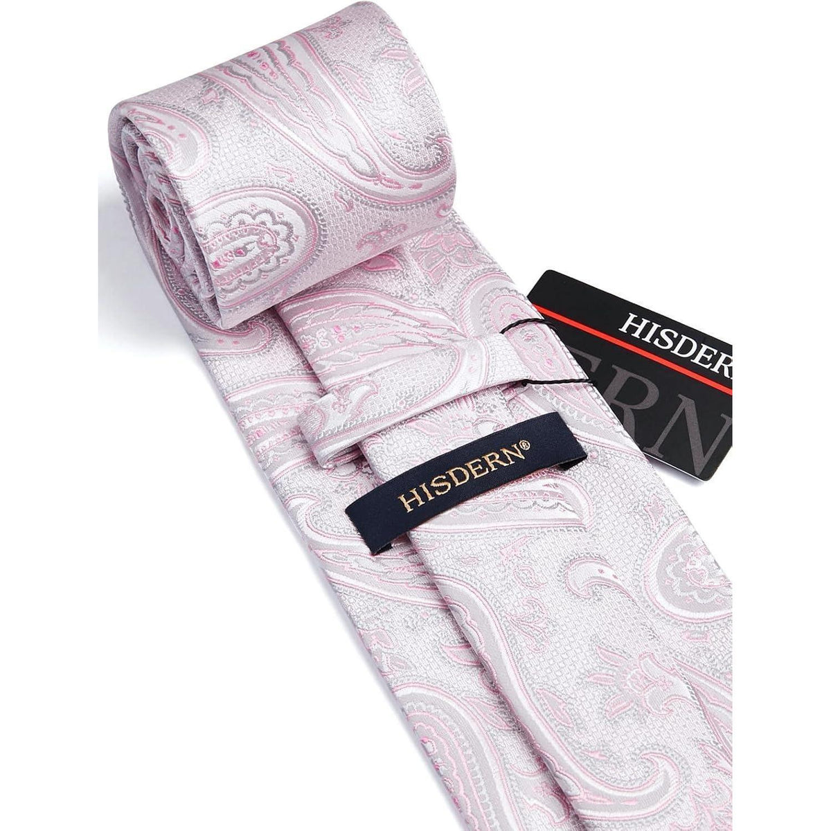 Herren Paisley Krawatte & Einstecktuch Set Hellrosa