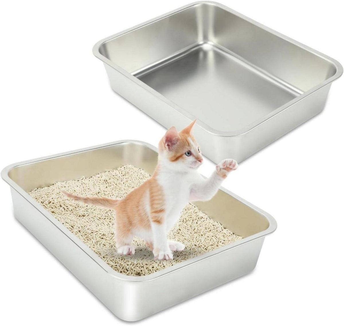 Katzentoilette Edelstahl Katzentoilette für Katzen 2 Stück