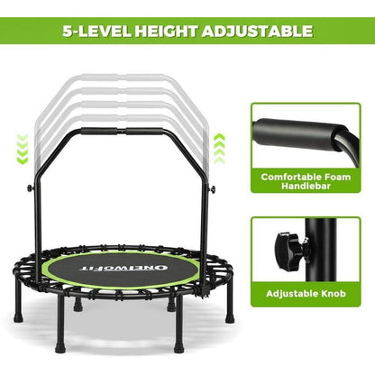 Fitness Trampolin klappbar mit Griff – 114cm Indoor Hüpftrampolin