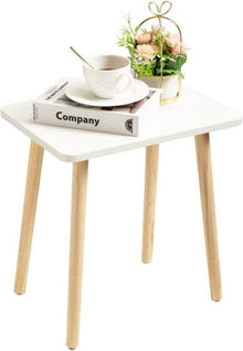 Weißer minimalistischer Beistelltisch aus MDF und Massivholz