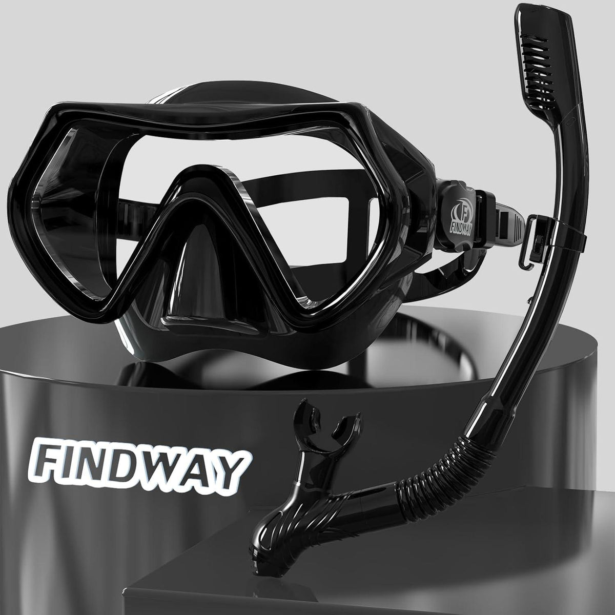 Taucherbrille Erwachsene Schnorchelmaske HD Glas Anti-Leck Schwarz