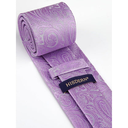 Krawatten-Set Paisley mit Einstecktuch für Herren, C-Violett