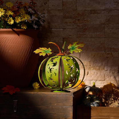 Herbstdeko Metall Kürbis Gartenfigur Terrasse Rasen 24cm