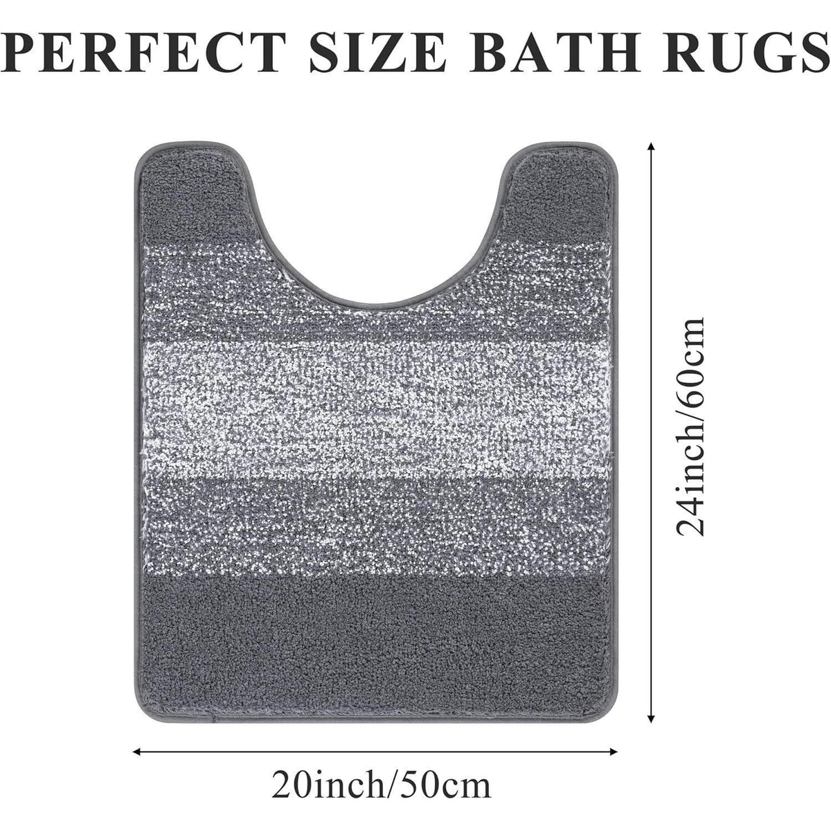 WC-Teppich rutschfest, grau, 50x60 cm – Badteppich saugfähig