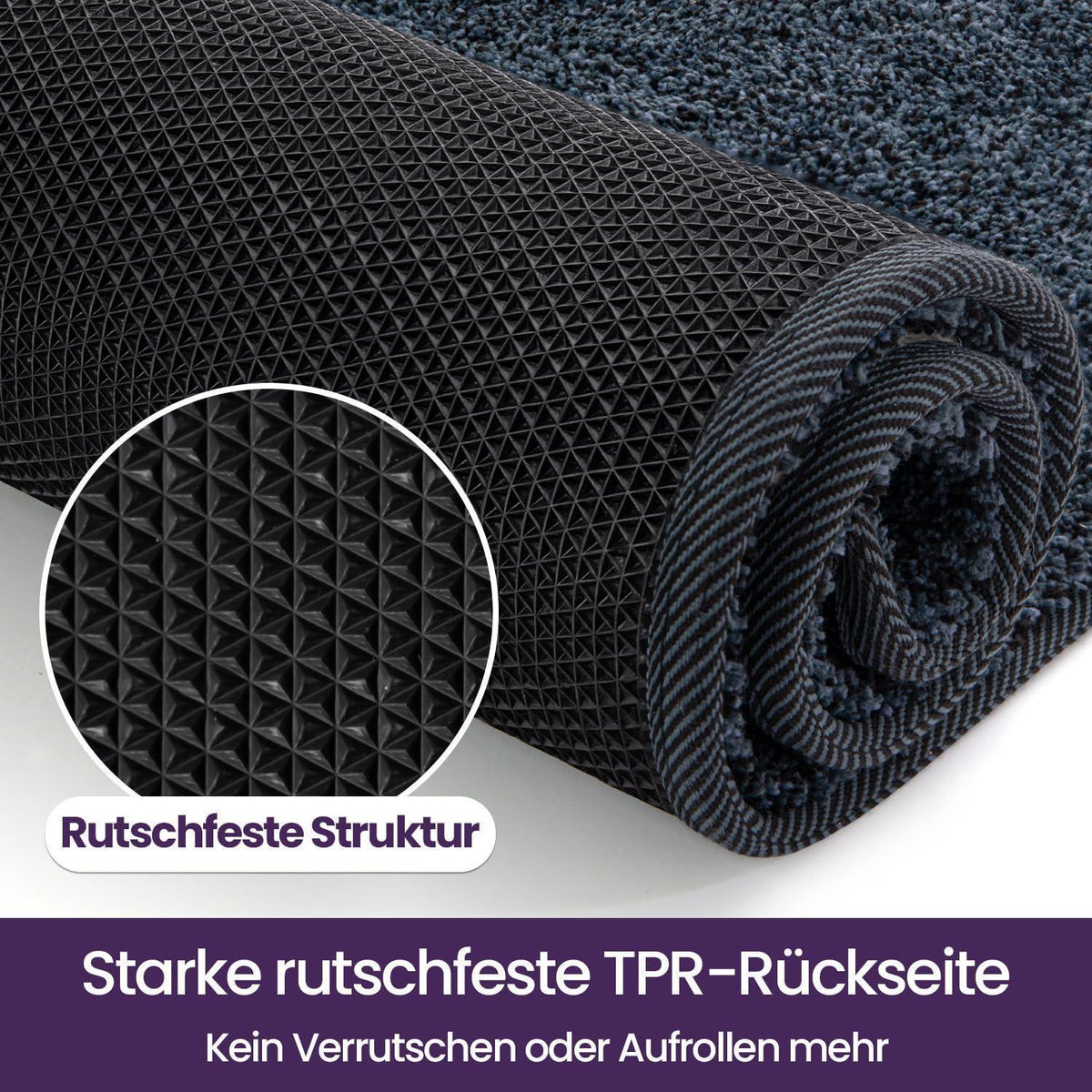 Fußmatte Innen Blau-Schwarz 120x180 cm – Rutschfest & Saugfähig