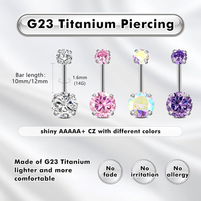 G23 Titan Bauchnabelpiercing Gold Silber 14G 10mm 12mm