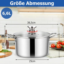 Homikit Kochtopf 6,6L mit Glasdeckel, Induktion 3-Lagen