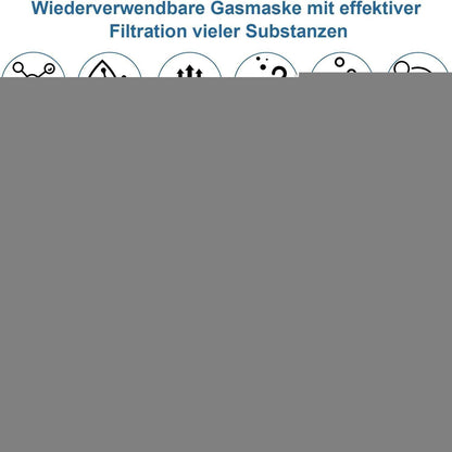 Wiederverwendbare Atemschutzmaske mit Schutzbrille und Filtern
