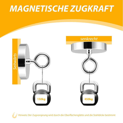 Neodym Magnet 90mm, 450kg Zugkraft, starker Angelmagnet