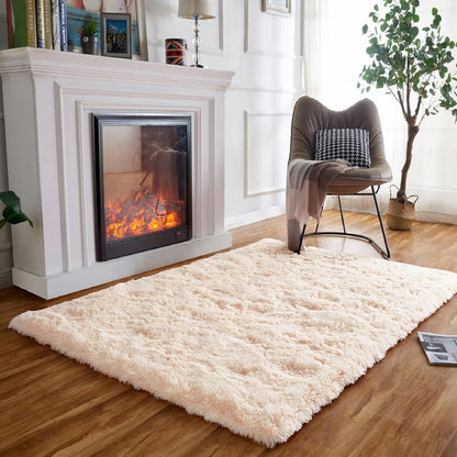 Hochflor Teppich pflegeleicht rutschfest bequem Beige 60x120 cm