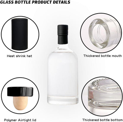 12er Pack Glasflaschen mit Korkverschluss 375