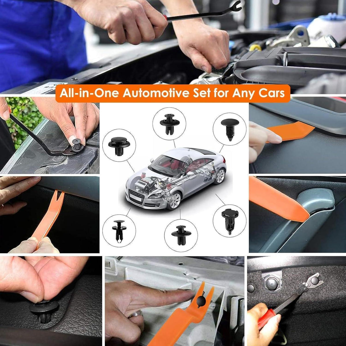 Auto Befestigungsclips Set 925 Teile mit Werkzeug & Aufbewahrungsbox