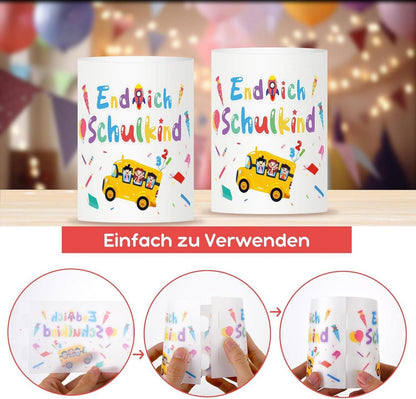 Schulanfang Windlicht Tischdeko für Jungen und Mädchen